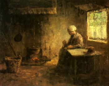 Jozef Israels : Peasant Woman By A Hearth